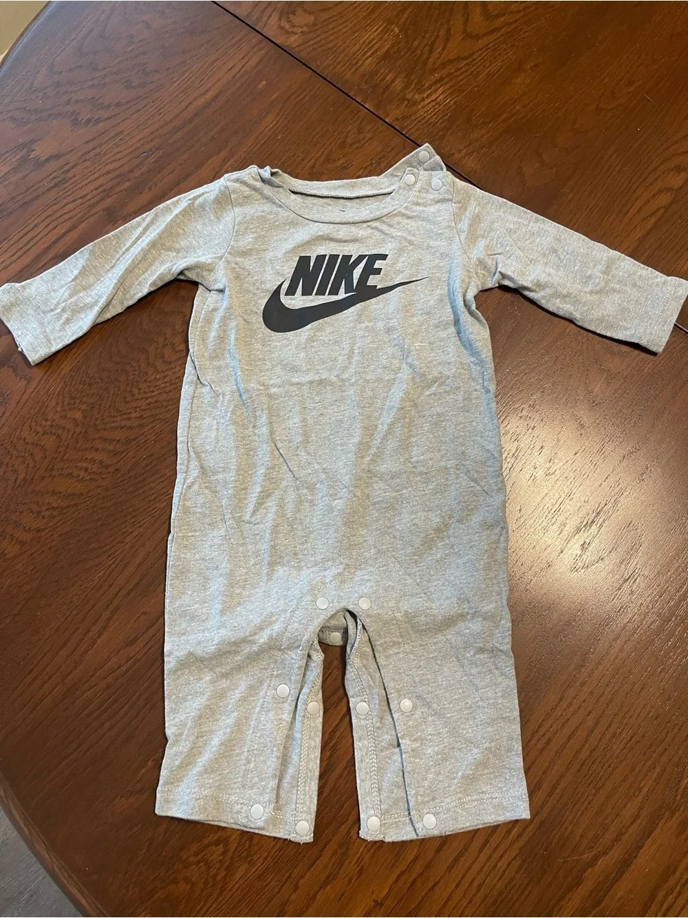Nike Light Gray Baby Footie with Black Logo